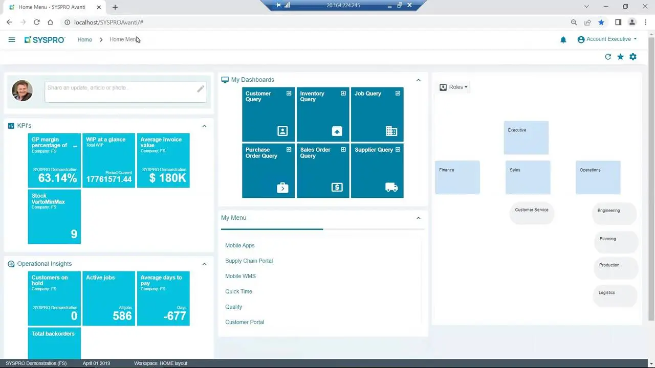 SYSPRO MRP Software dashboard