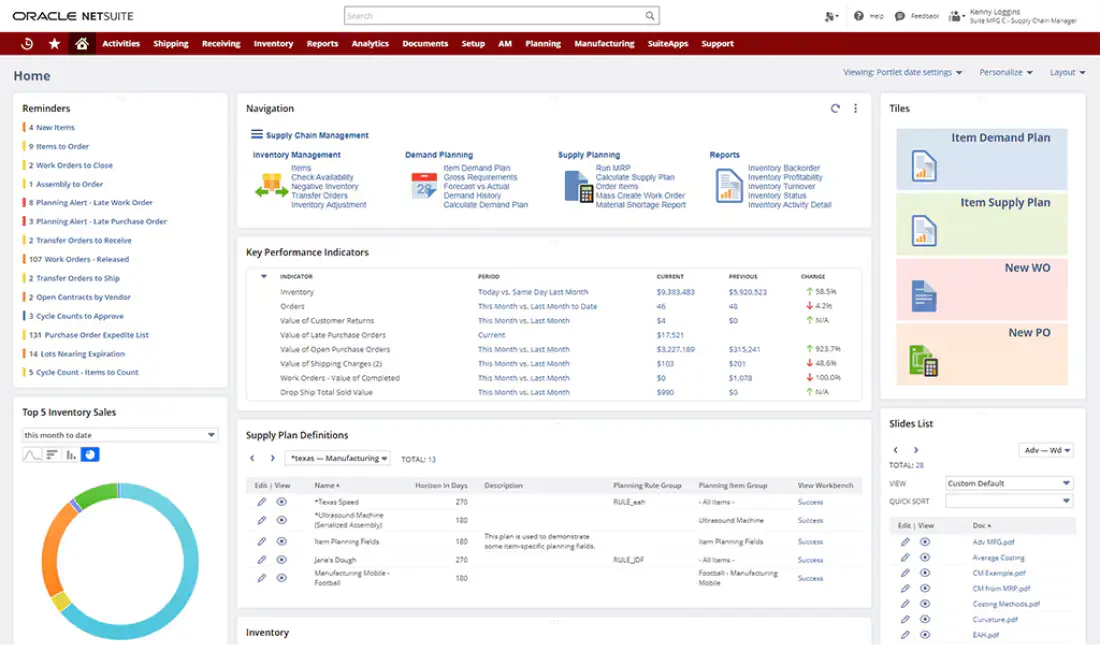 oracle netsuite dashboard