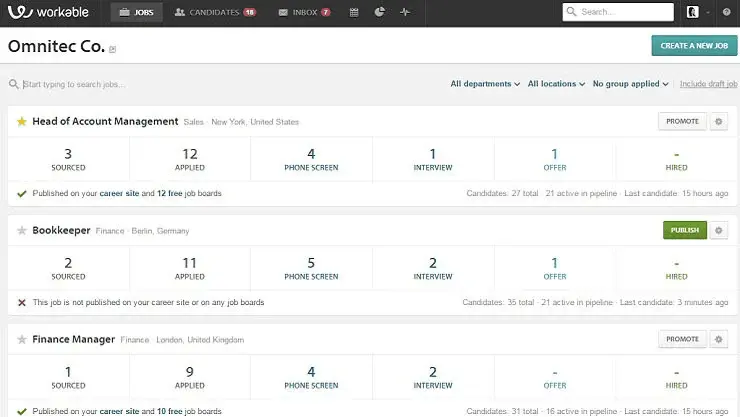 workable dashboard