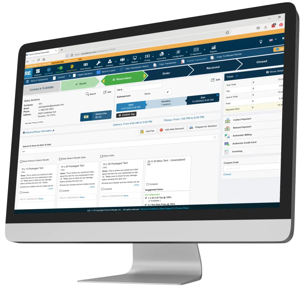 ui software point of rental