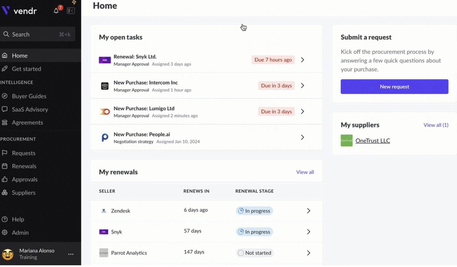 vendr vms dashboard