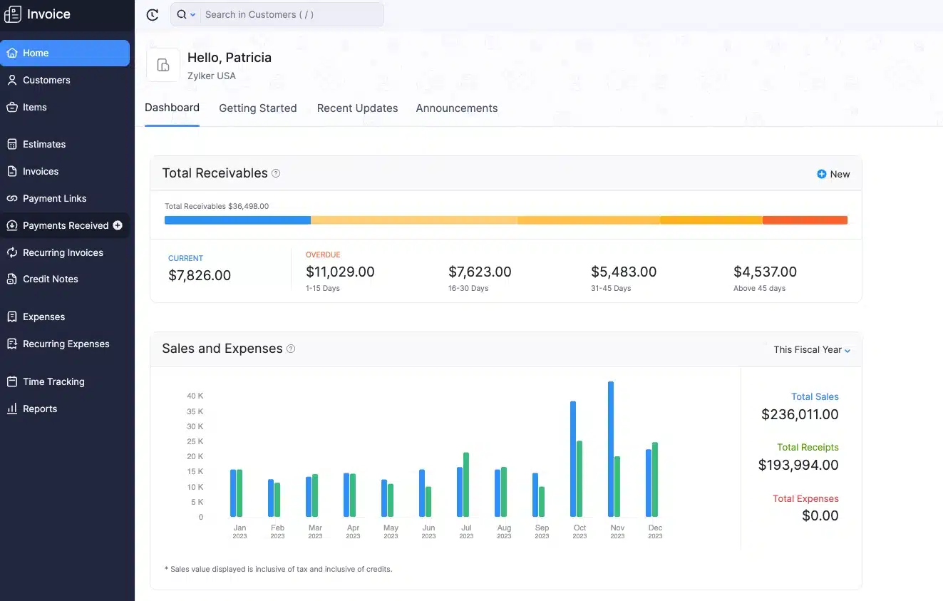 Zoho Invoice