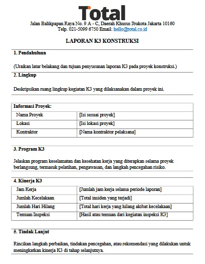 Laporan K3 Konstruksi
