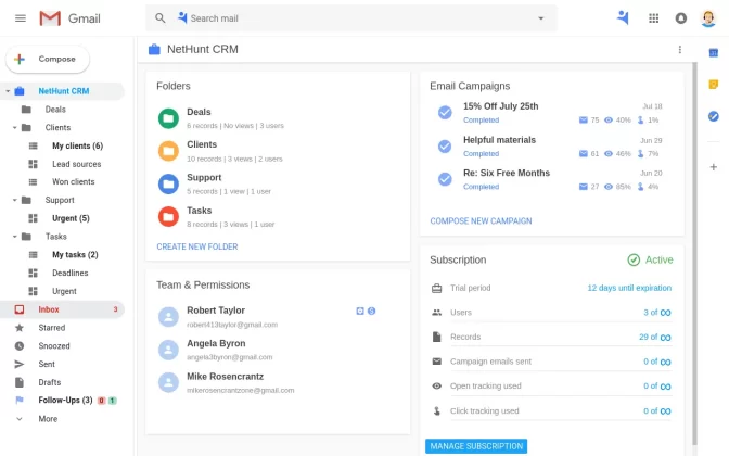 NetHunt Manufacturing CRM Software