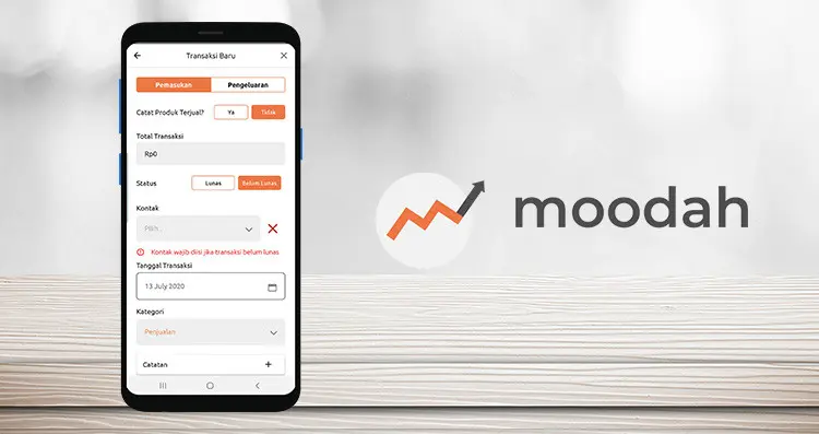 logo dan ui dashboard aplikasi moodah