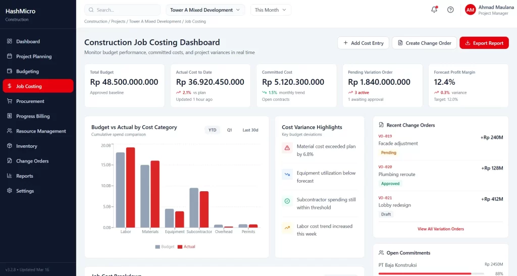Hashmicro Construction Financial Software