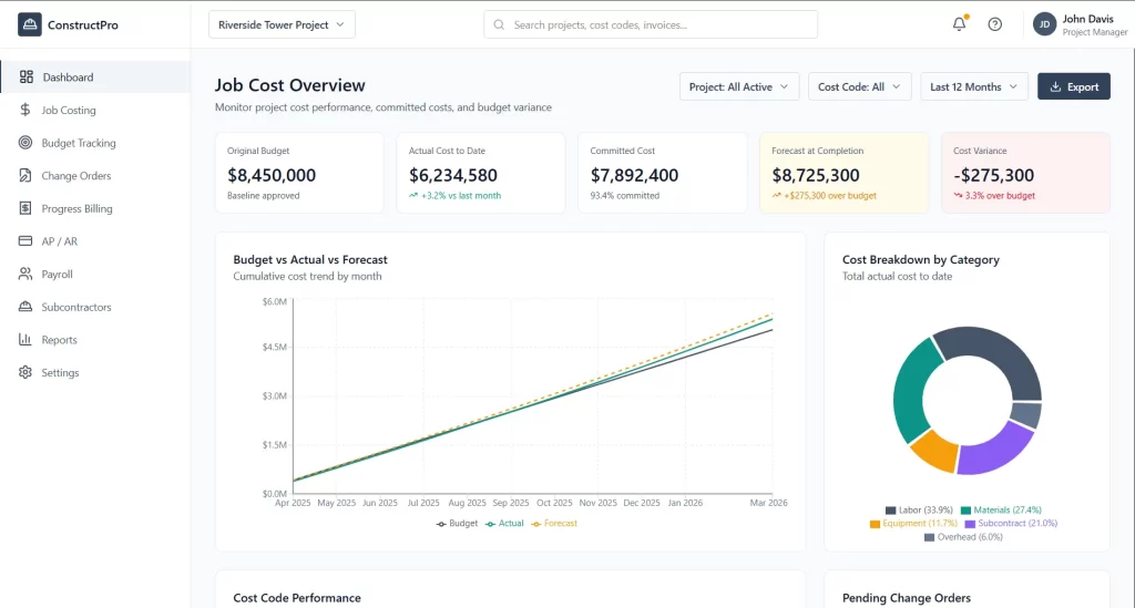 Viewpoint Vista Construction Financial Software