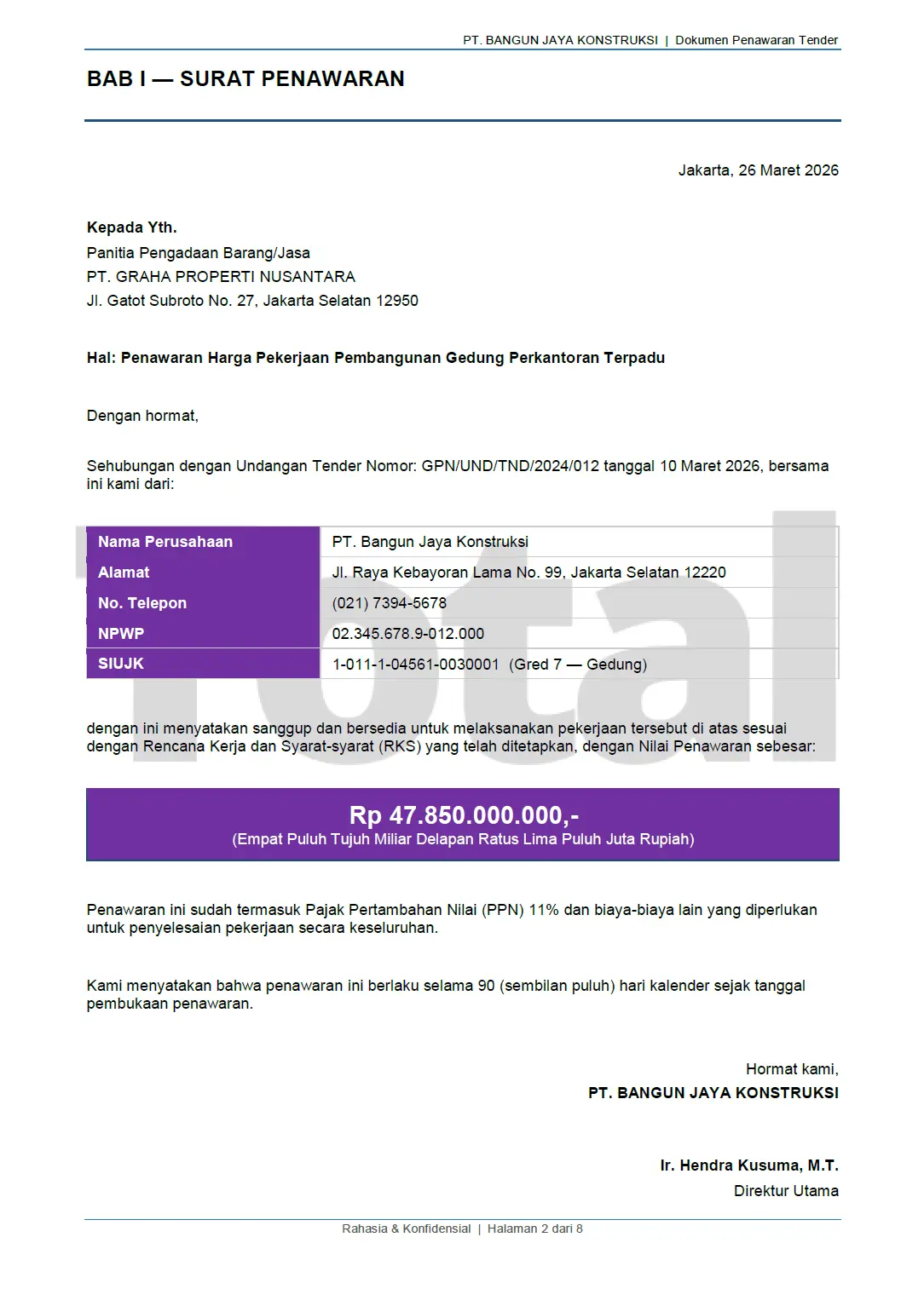 contoh dokumen tender